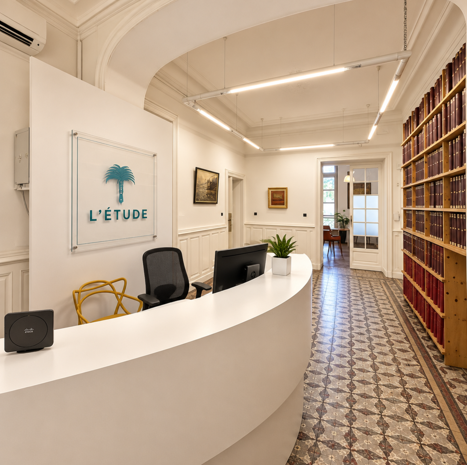 Illustration de l'espace d'accueil de l'étude